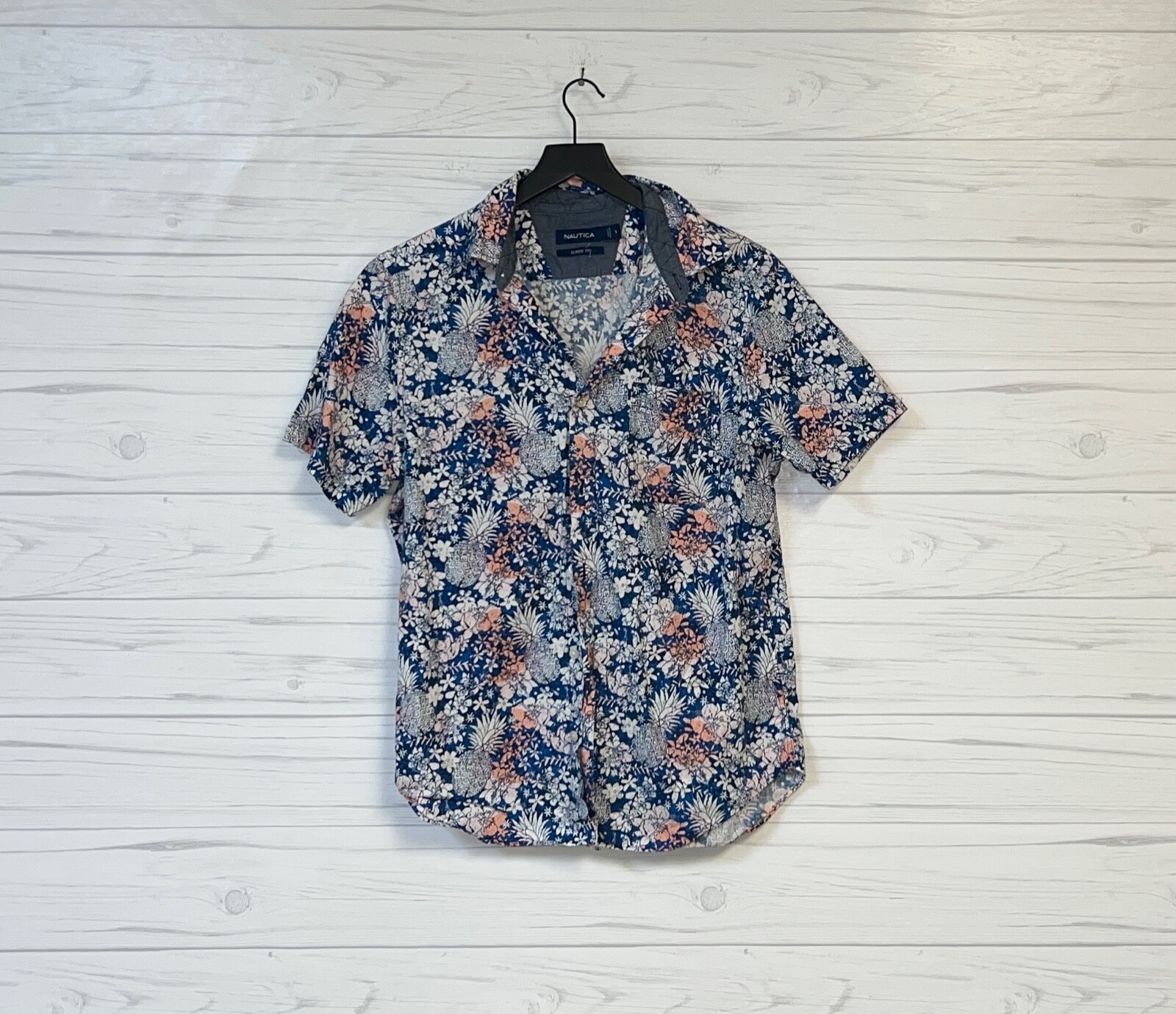 Nautica shirt mens size small shirt button up short sleeve floral classic fit
