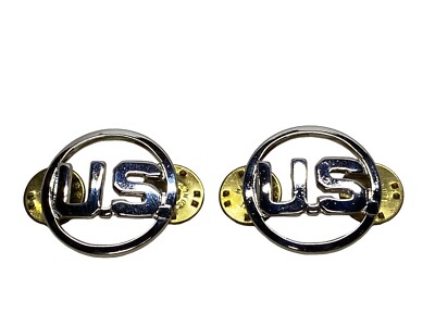 2 U.S. Letters Collar Insignia PIN BADGE Enlisted Mirror Finish US AIR FORCE