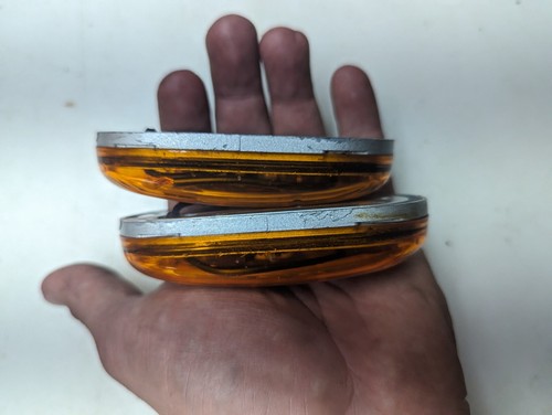 Vintage Amber running Light Metal Case Solid Plastic HEAVY Lens Set PIPO SAE 68 - Picture 12 of 19