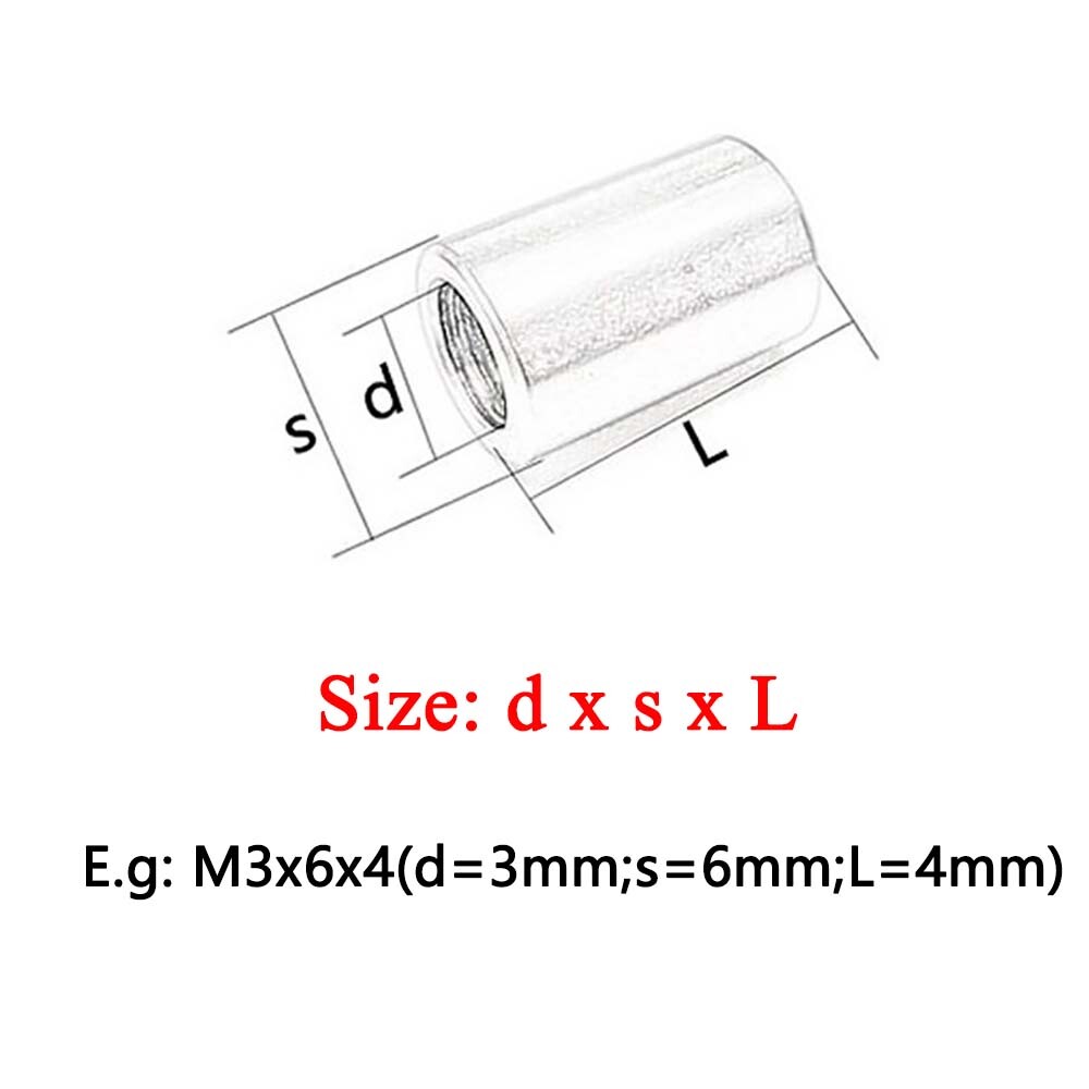 Round Coupling Nuts M3-M16 304 Stainless Steel Round Connecting Nut Long Nut