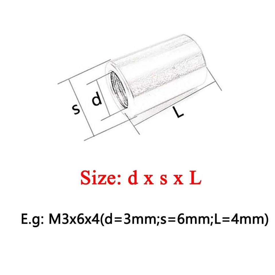 Tuercas de acoplamiento redondas M3-M16 304 acero inoxidable tuerca de conexión redonda tuerca larga Foto 3 de 4
