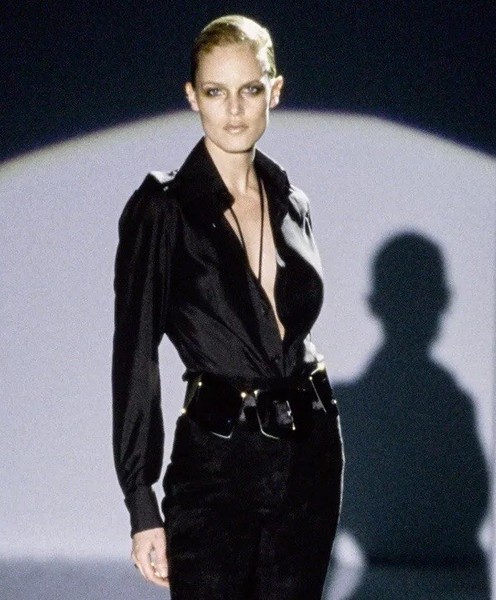 Gucci By Tom Ford Black Button Up Silk Shirt Fall 1996