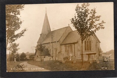 Postkarte Arlington Kirche bei Eastbourne Sussex frühe RP