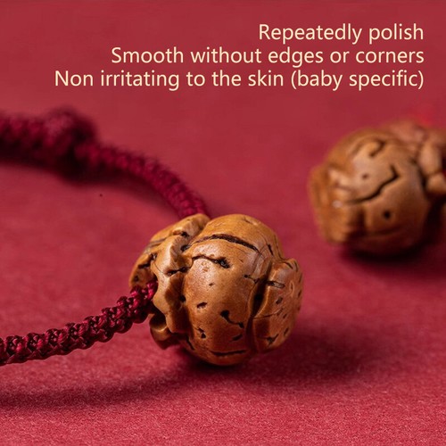 Peach Pit Hand Braided Adjustable Lucky Red Rope Bracelet Baby Blessing Gift