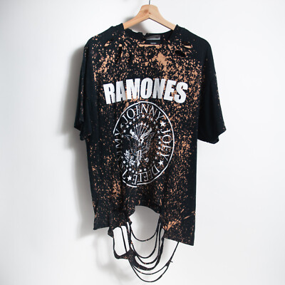 Reclaimed Vintage Ramones Destroyed Oversize Tee T-Shirt S *Runs Big*