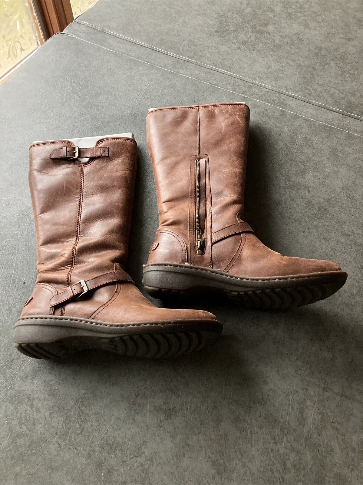 UGG Boots Womens 11 Tupelo Tall Riding Brown Leather Mid-Calf Casual SN 1003335