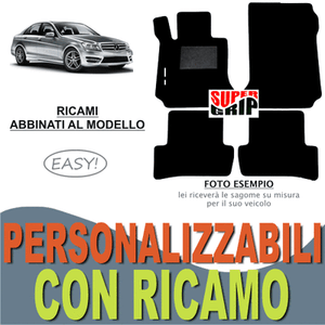 W204 RICAMO: AMG bianco Cofano! TAPPETO BAULE MERCEDES CLASSE C 2007-14