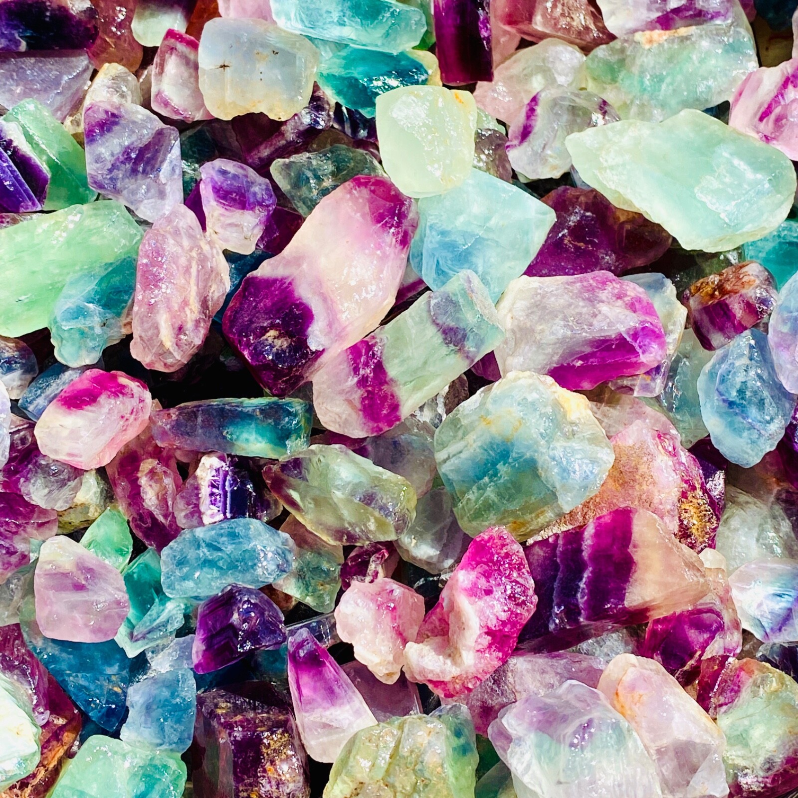 UV Active Rainbow Fluorite Raw Rough Natural Mineral Gemstone Random Pull
