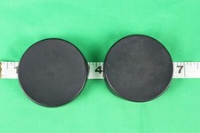 TWO BINOCULAR ROUND EYE CAPS 2 1/2" WIDE FOR BOTH BLACK CAPS EXCELLENT CONDITION