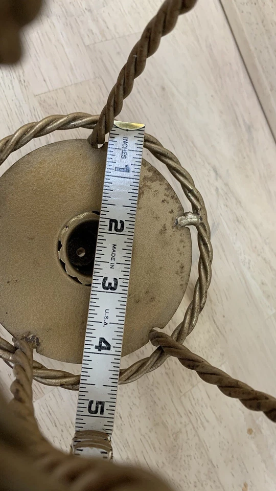 НАСТЕННЫЙ БРА ПОДСВЕЧНИК подвесной витой веревки металла с розовым стеклом обет - Изображение 3 из 4