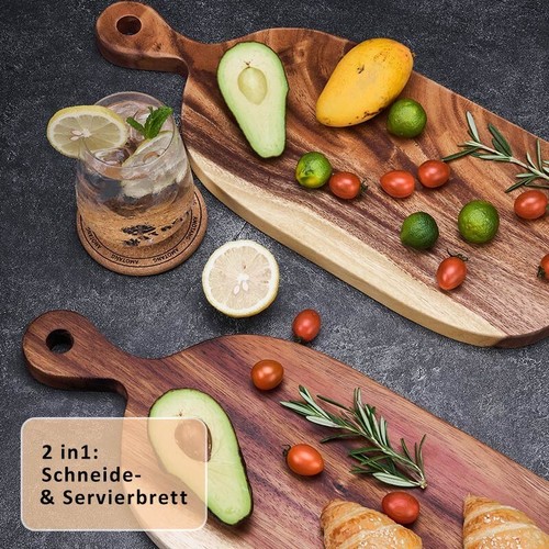 XL Servierbrett | Akazien Holzbrett | Schneidebrett | Brotzeitbrett | Dekobrett - Bild 6 von 11
