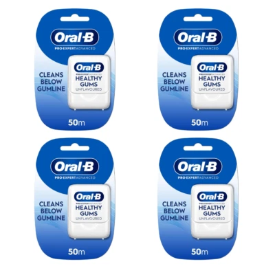 Oral-B Pro-Expert Advanced Healthy Gums Unflavoured Waxed Floss Tape - 50m X 4