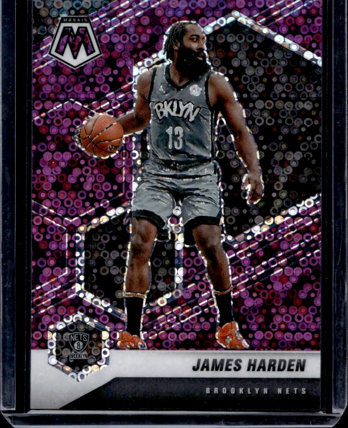 2020-21 Panini Mosaic Basketball Fast Break James Harden #173 Purple Disco /50
