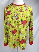 Dr Seuss The Grinch Men Large 42-44 PJ Shirt Long Sleeve Merry Grinchmas Green