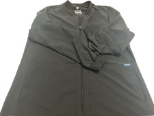 XL Women’s Black Adar Scrub Top – Medical Uniform Shirt Zipper 4 front pockets