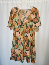 Shein Multicolor Leaf Print Midi Dress #floral #bohemian size 0X