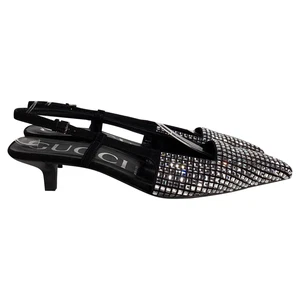 Escarpins Gucci Crystal Slingback en cuir femme noir taille 39