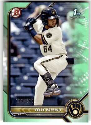 2022 Bowman Felix Valerio Prospects Neon Green #/399 #BP-128