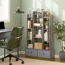 Tree Bookshelf, 12-Tier Freestanding Bookcase w/ 2 Drawers,  Refurbished