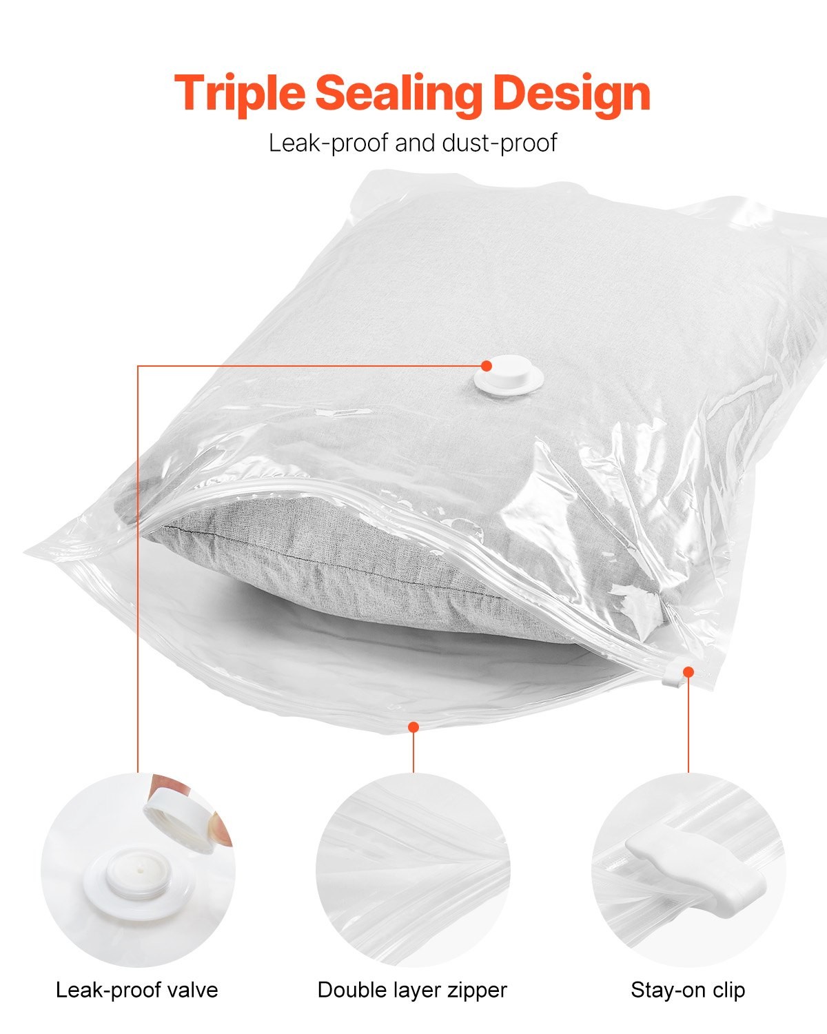 VEVOR Vacuum Storage Bags 10 Jumbo Space Saver Vacuum Seal Bags Compression Airt