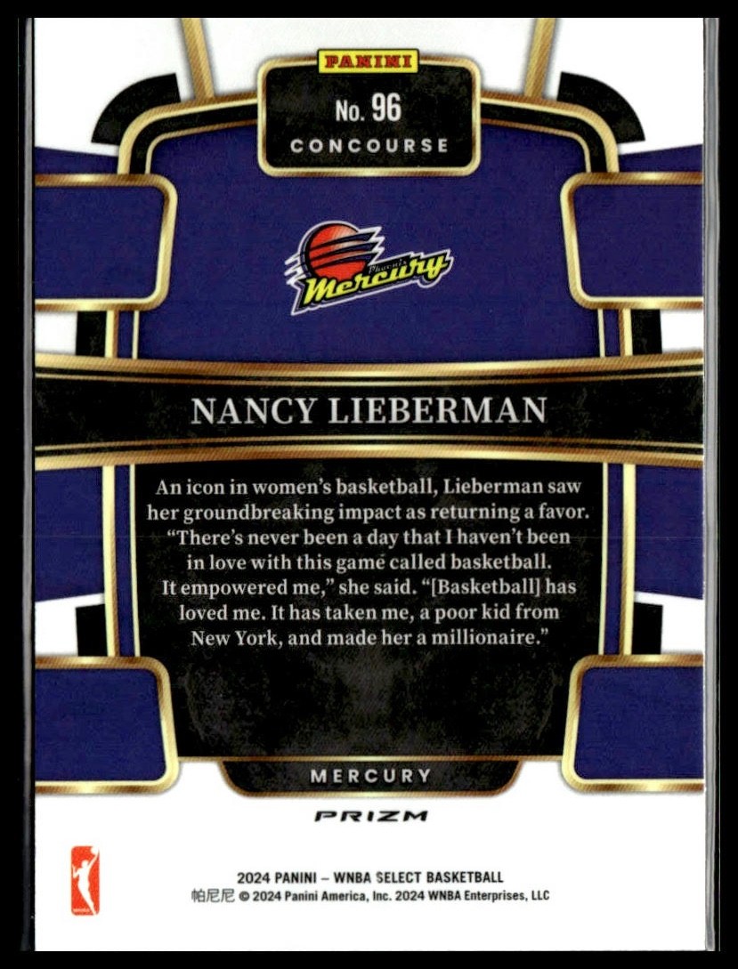 CANDYTUNE ユニフォーム ポストカード 銀テープ 2024 Panini Select WNBA 96 Nancy Lieberman Phoenix Mercury Silver