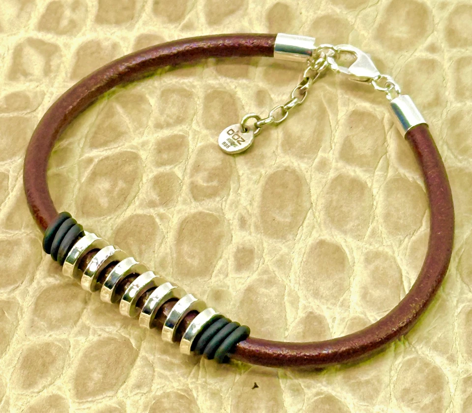 925er Silber & LEDER HerrenArmband neu #ENDLESS D'Oz Armband Herren 19cm - 21cm - Bild 3 von 4