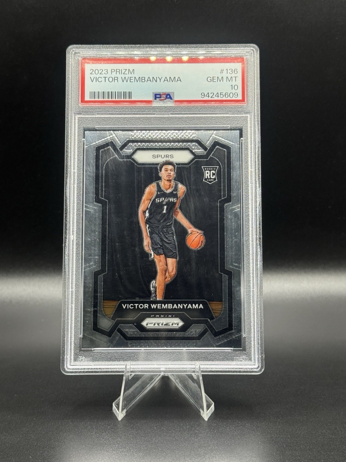 π½ 2023-24 Panini Prizm Victor Wembanyama #136 RC Base PSA 10 Spurs WEMBY ALIEN view 1
