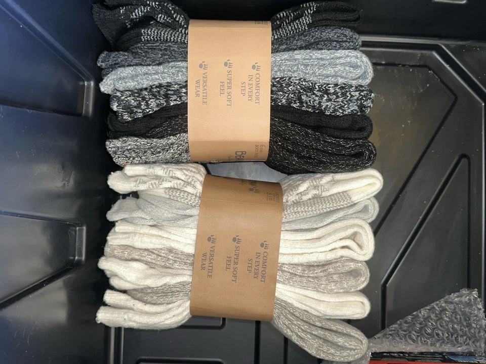 Bearpaw Mujer Bota Calcetines Talla 4-10 Paquete de 6 Negro o Marfil Foto 2 de 3