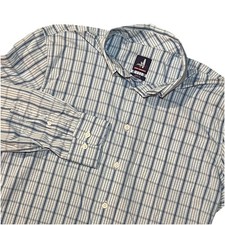 Johnnie-O Shirt Mens M Blue Plaid Button Down Check Casual Performance Preppy