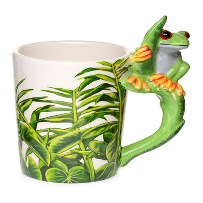Puckator Smug23 Mug Frog Handle 8 X 11.5 X 13.5 Cm Ceramic White And Green