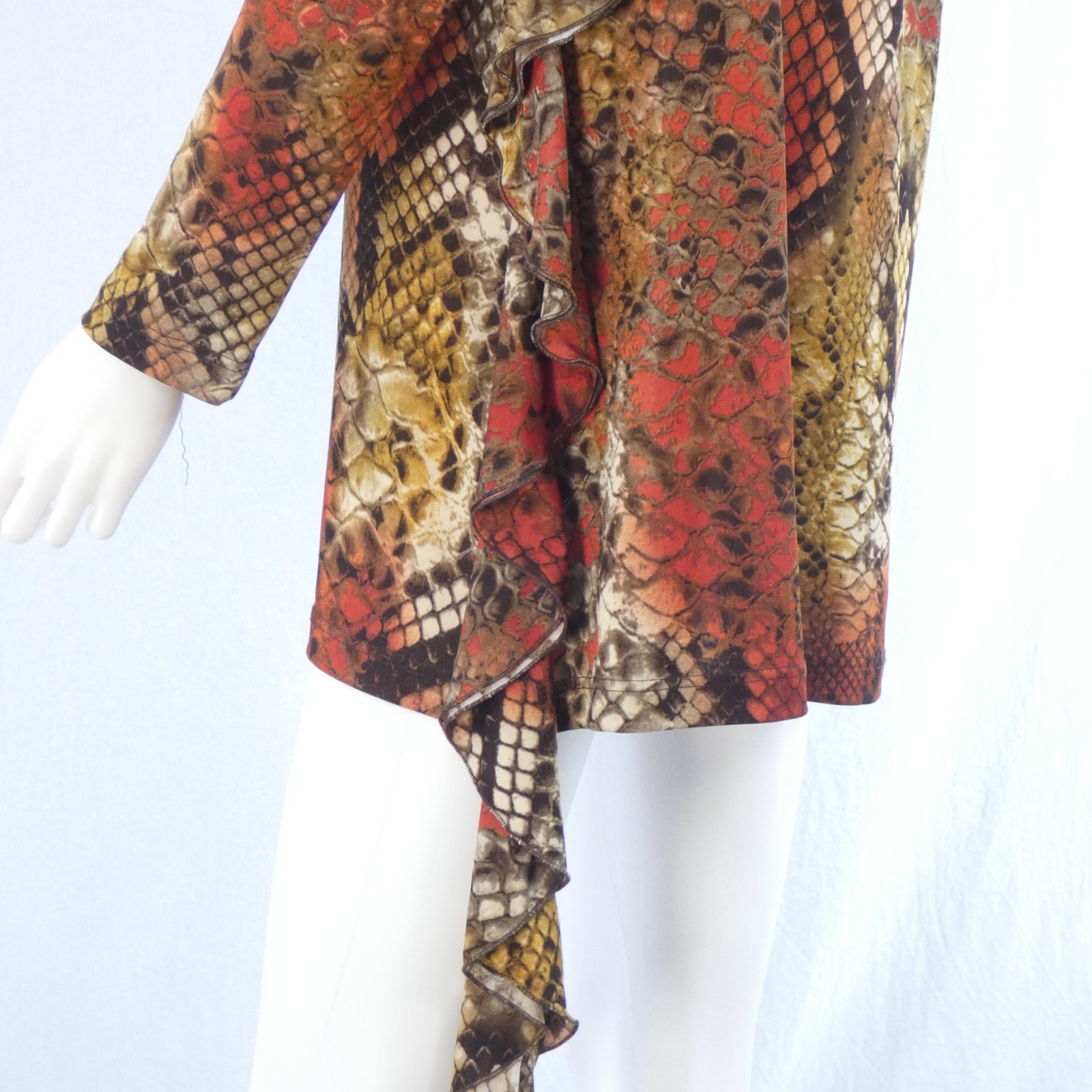 Snake Python Blouse Silky Jersey Long Sleeve Fril… - image 9