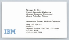 IBM George Gee Hopewell Junction NY Business Card Vintage