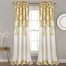 Tanisha Curtains - Light Filtering Window Panel Set, Pair - Floral Vine Print...