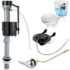 Universal Toilet Flusher Replacement Kit, Fill Valve, 2-Inch Flapper, Side Mo...
