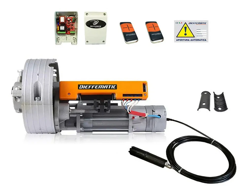 DIEFFEMATIC KIT MOTORE PER SERRANDA AVVOLGIBILE + ELETTROFRENO + CENTRALINA + 2 TELECOMANDI