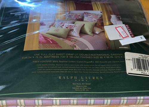 RALPH LAUREN Watermill Lavender Stripe FULL FLAT SHEET NEW - Picture 2 of 6