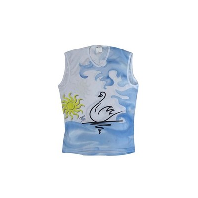 Maverik Fahrrad ärmelloses Shirt Weste Sun Swan Grafik weiß blau Größe S