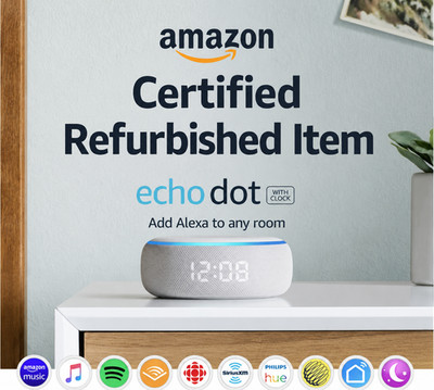 Amazon Echo Dot Alexa Smart Speaker with LED CLOCK  Sandstone White 3rd Gen