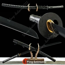 All Black Full Tang Japanese Samurai Katana Sword 1095 Carbon Steel Sharp Blade