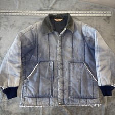 Vintage Walls Blizzard Pruf Jacket Med/Large Blue Fader Canvas Work Coat 80s