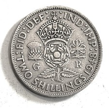 UK Two Shillings (Florin) 1948 Elizabeth II Coin.