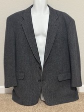 EVAN PICONE Mens Herringbone Gray Sport Coat Suit Jacket Blazer 47 Chest