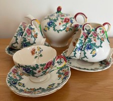Antique Royal Cauldon "Victoria" Pattern Part Tea Set for 5 (12-Pieces) c.1930's