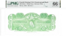 $500 Confederate CSA Chemicograph Straker London 4th Printing PMG 66 Gem UNC EPQ