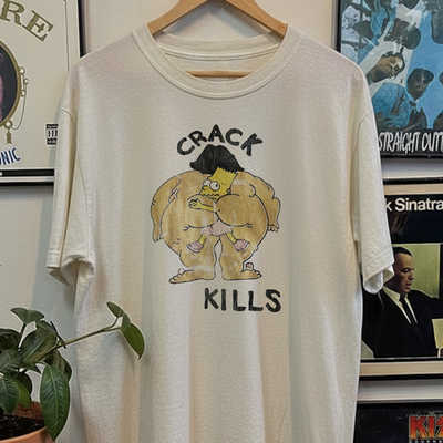 #ad Bart Simpson Crack Kills Aged T Shirt White XL $25.99