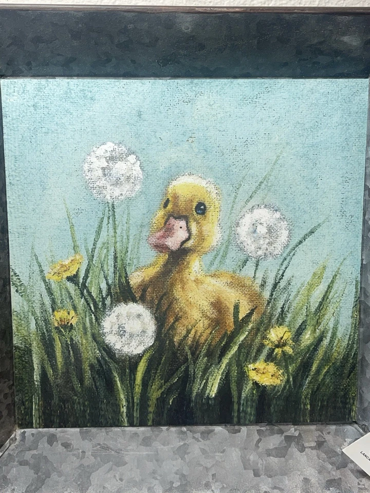 Bandeja galvanizada Primitives by Kathy con patito pintado en hierba diente de león nueva con etiquetas Foto 2 de 4