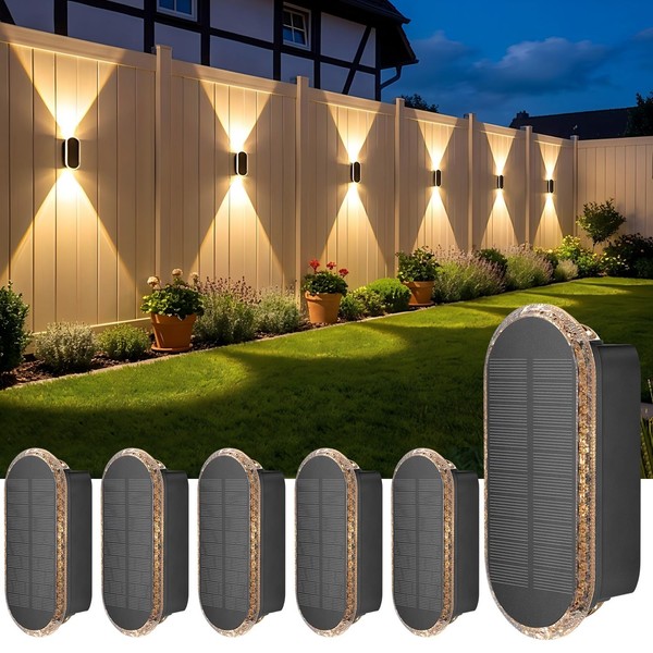 Solar Wandleuchte AußEn Up Down LED Gartenleuchte IP65 Wasserdicht 3 Farben Set-image