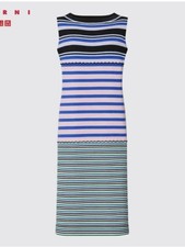 Marni xUniqlo Striped Knit Midi Dress in Blue, Pink, Black Size  S