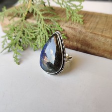 Natural Labradorite Gemstone Ring 925 Sterling Silver Gift For Her Ring PG7519