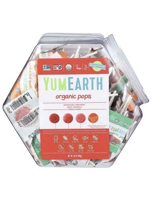 YumEarth Organic Pops Assorted Flavors Candy Jar 30 oz Allergy Friendly Exp 2028